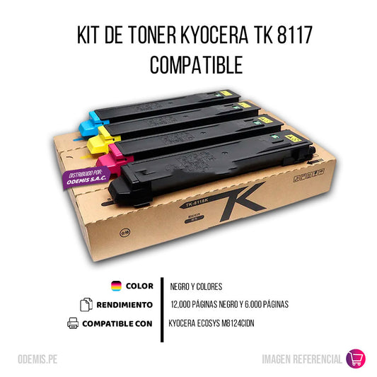 Kit de Toner Kyocera TK 8117 Negro y Colores M8124Cidn Compatible
