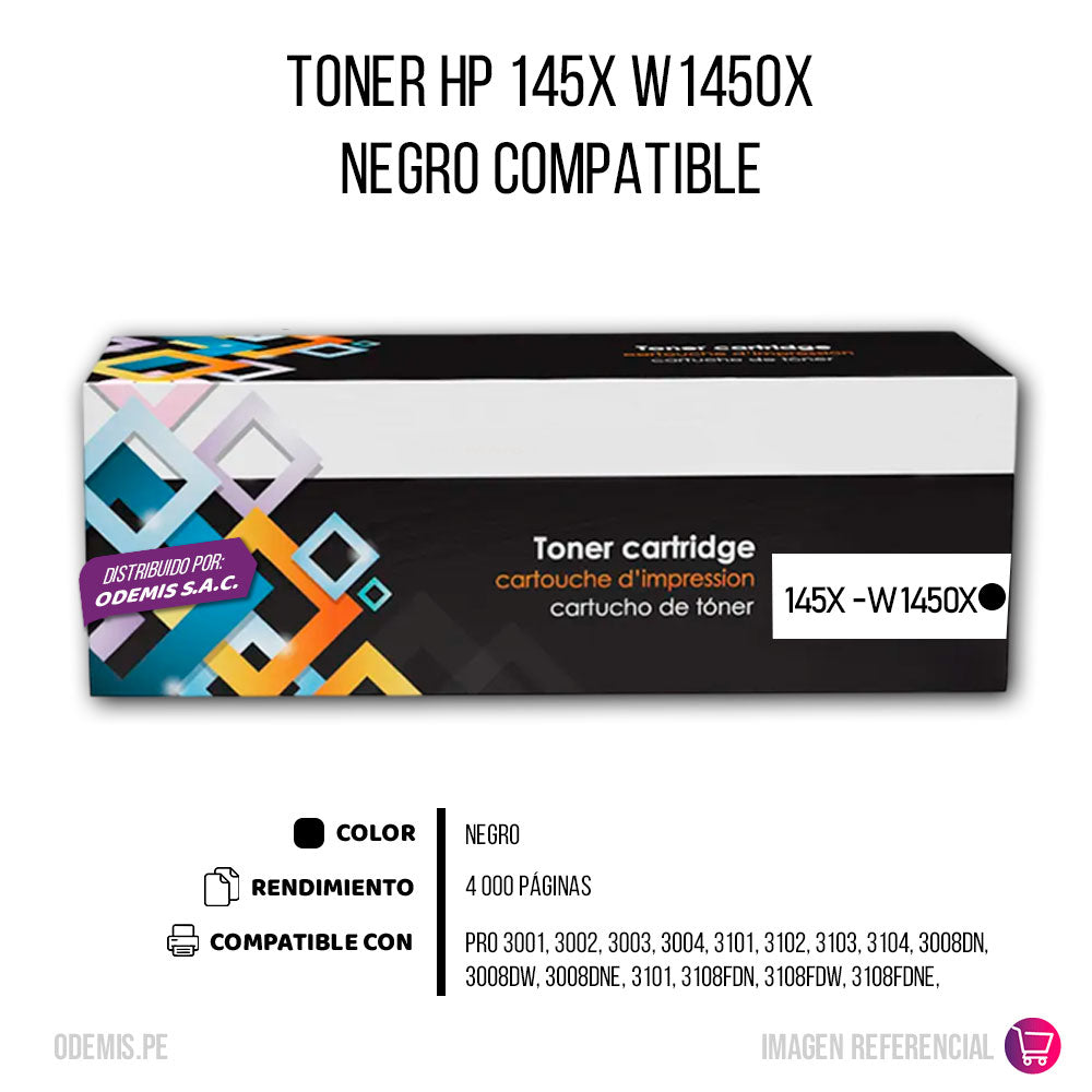 Toner HP 145X W1450X Negro 4.000 Pag Para 3002dw Compatible