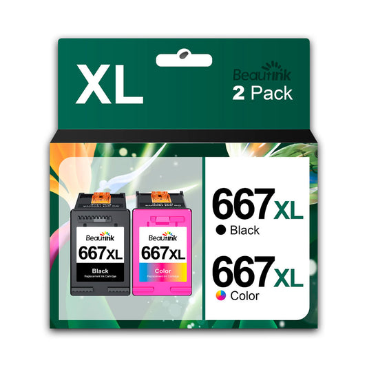Pack de Tinta HP 667XL Negro y Tricolor 8ml para 1200 Compatible