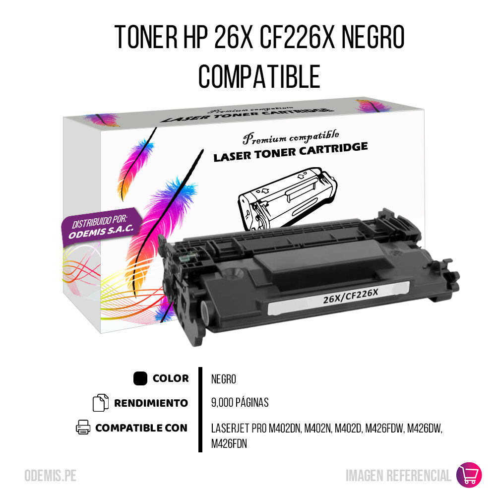Toner HP 26X CF226X Negro 9.000 Pag Para M426dw Compatible