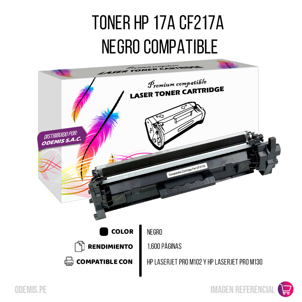 Toner HP 17A CF217A Negro 1.600 Pag Para M102, M130 Compatible