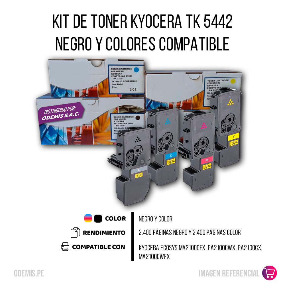 Kit de Toner Kyocera TK 5442 Negro y Colores MA2100cfx Compatible
