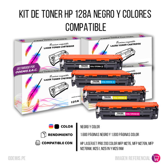 Kit de toner HP 131A CYMK M251, M276n Compatible Con CHIP