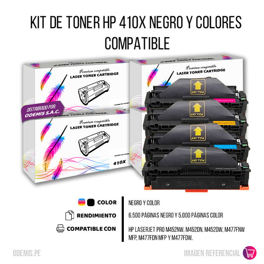 Kit de toner HP 410X CYMK M452dn, M477fdn Compatible Con CHIP