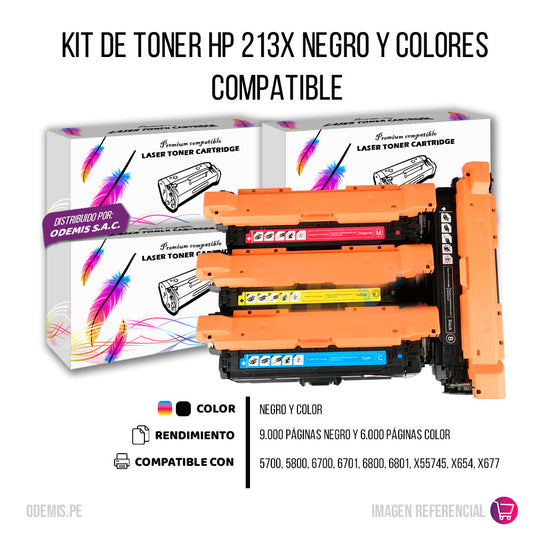 Kit de Toner HP 213X negro y Colores 6700 Compatible con CHIP