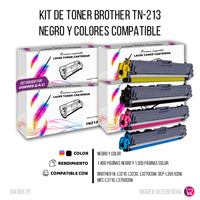 Kit de toner Brother TN-213 CYMK L3230, L3551CDW Compatible