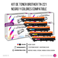 Kit de toner Brother TN-221 CYMK L3230, HL-3170CDW Compatible
