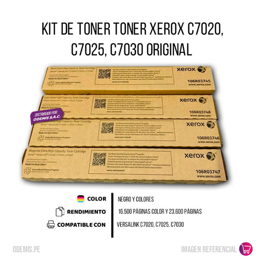 Kit de toner Xerox C7020, C7025, C7030 Negro y colores Original