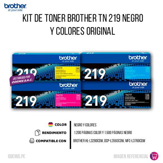 Kit de Toner Brother TN 219 Negro y colores MFC L3760Cdw Original