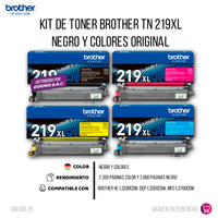 Kit de Toner Brother TN 219XL Negro y colores L3280Cdw Original
