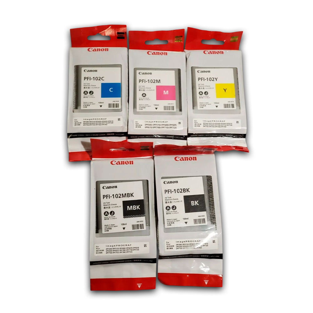 Kit de Tinta Canon PFI-102 Negro y Tricolor iPF750 Original