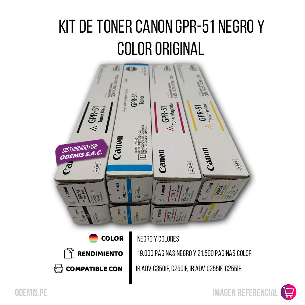 Kit de Toner Canon GPR-51 Negro y color C250iF, C350iF Original