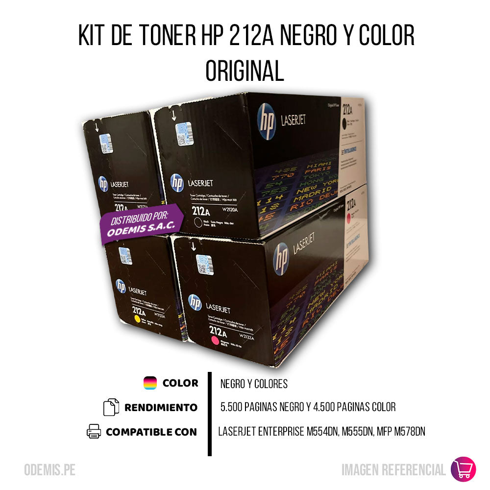 Kit de Toner HP 212A CYMK M578dn, M555dn, M554dn Original