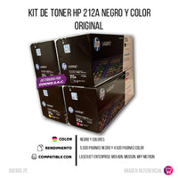 Kit de Toner HP 212A CYMK M578dn, M555dn, M554dn Original