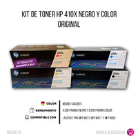 Kit de toner HP 410X CYMK M452dn, M477fdn, M377dw Original