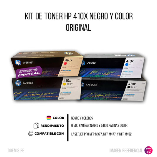 Kit de toner HP 410X CYMK M452dn, M477fdn, M377dw Original