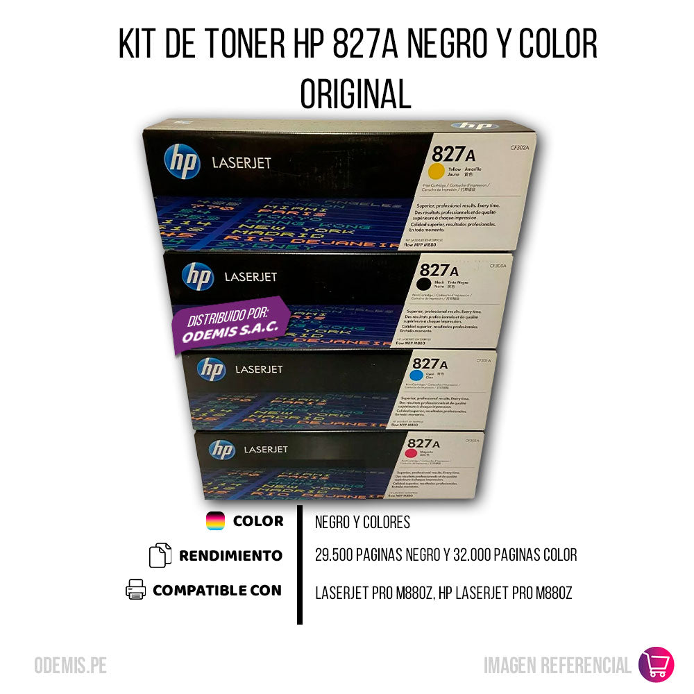 Kit de toner HP 827A CYMK M880z, M880z+ Original