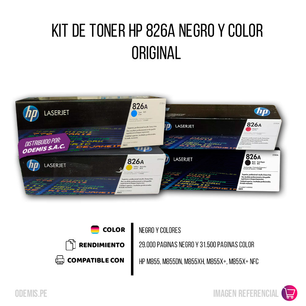 Kit de toner HP 826A CYMK M855dn, M855xh, M855x Original