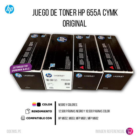 Kit de toner HP 655A CYMK M652dn, M681dh, M682z Original