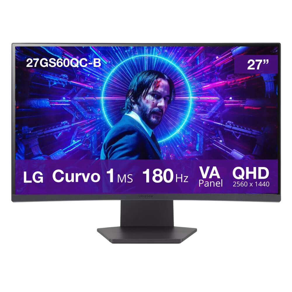Monitor LG 27GS60QC-B 27" Curvo 180Hz, 1ms, VA, QHD FreeSync