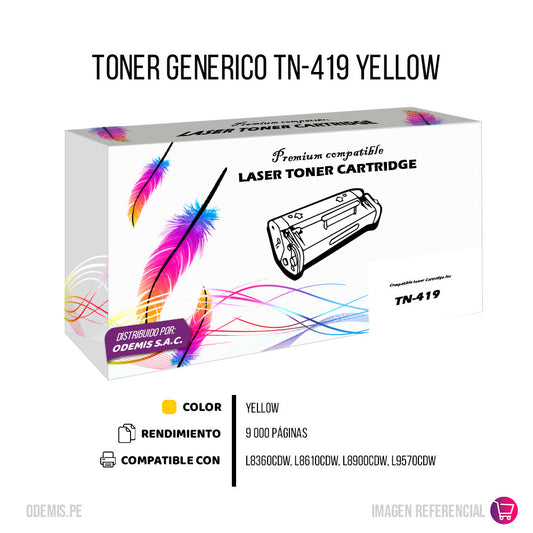 Toner Brother TN-419 Yellow 9K Pág. HL-L8360CDW Compatible