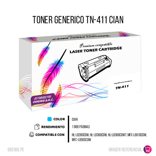 Toner Brother TN-411 Cian 1.8K Pág. HL L8260CDW Compatible