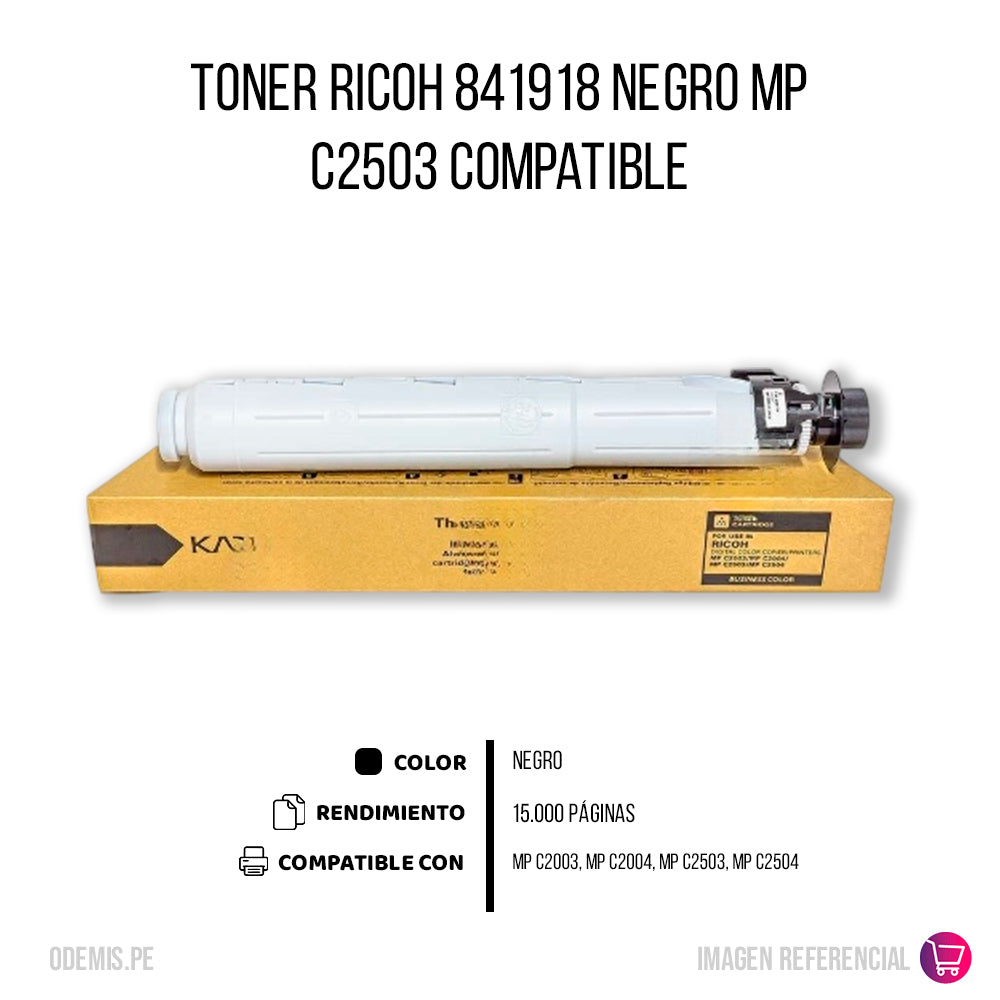 Toner Ricoh 841918 Negro 285g MP C2004. MP C2503 Compatible