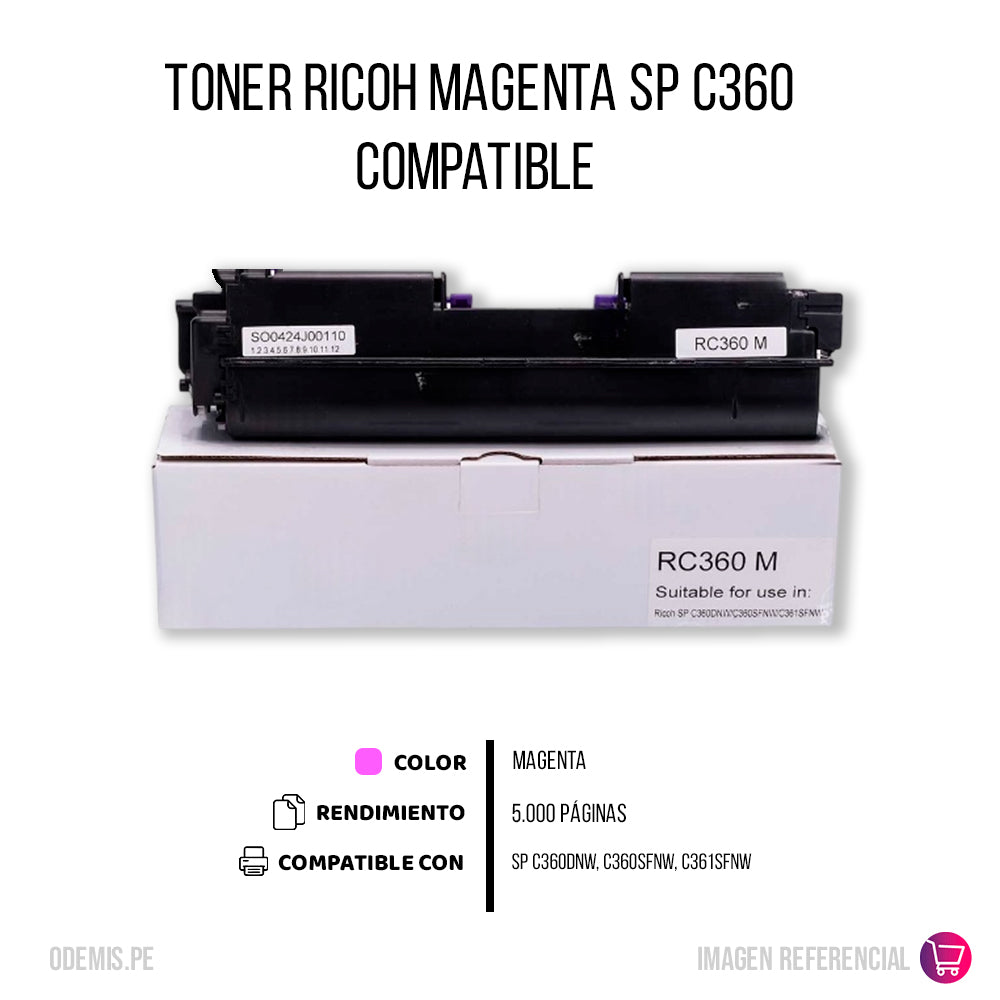 Toner Ricoh 408178 Magenta 5K Pág. C360. C361 Compatible