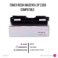 Toner Ricoh 408178 Magenta 5K Pág. C360. C361 Compatible