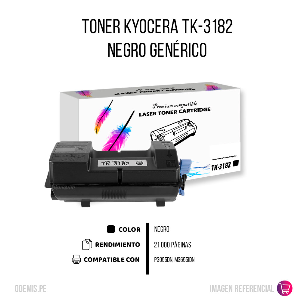 Toner Kyocera TK-3182 Negro 21K Pág. P3055DN Compatible