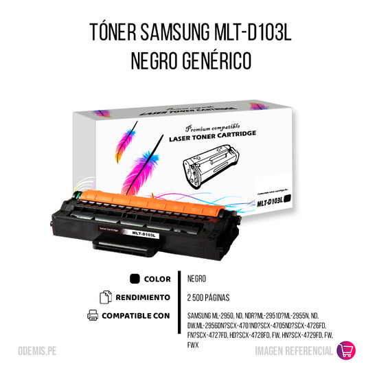 Toner Samsung MLT-D103L Negro 2.500 Pág. 2950NDR Compatible