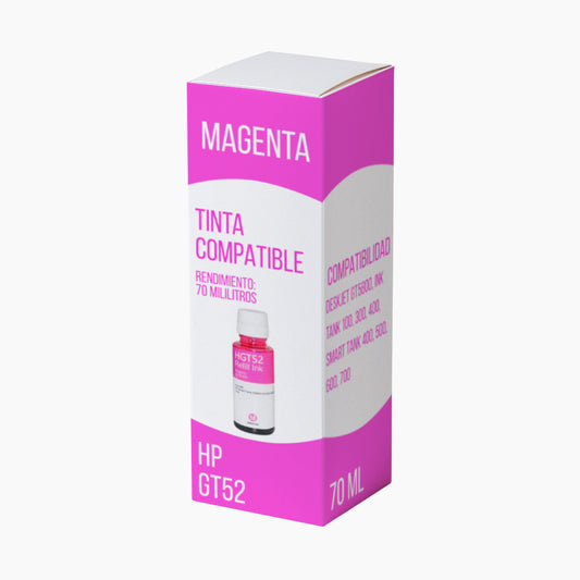 Tinta HP GT52 Magenta M0H55AL 70ml 100, 300 Compatible