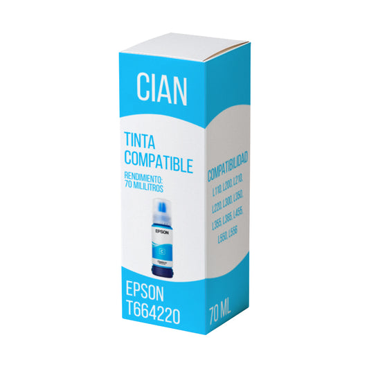Tinta Epson T664220 Cian 70ml L110, L200 Compatible