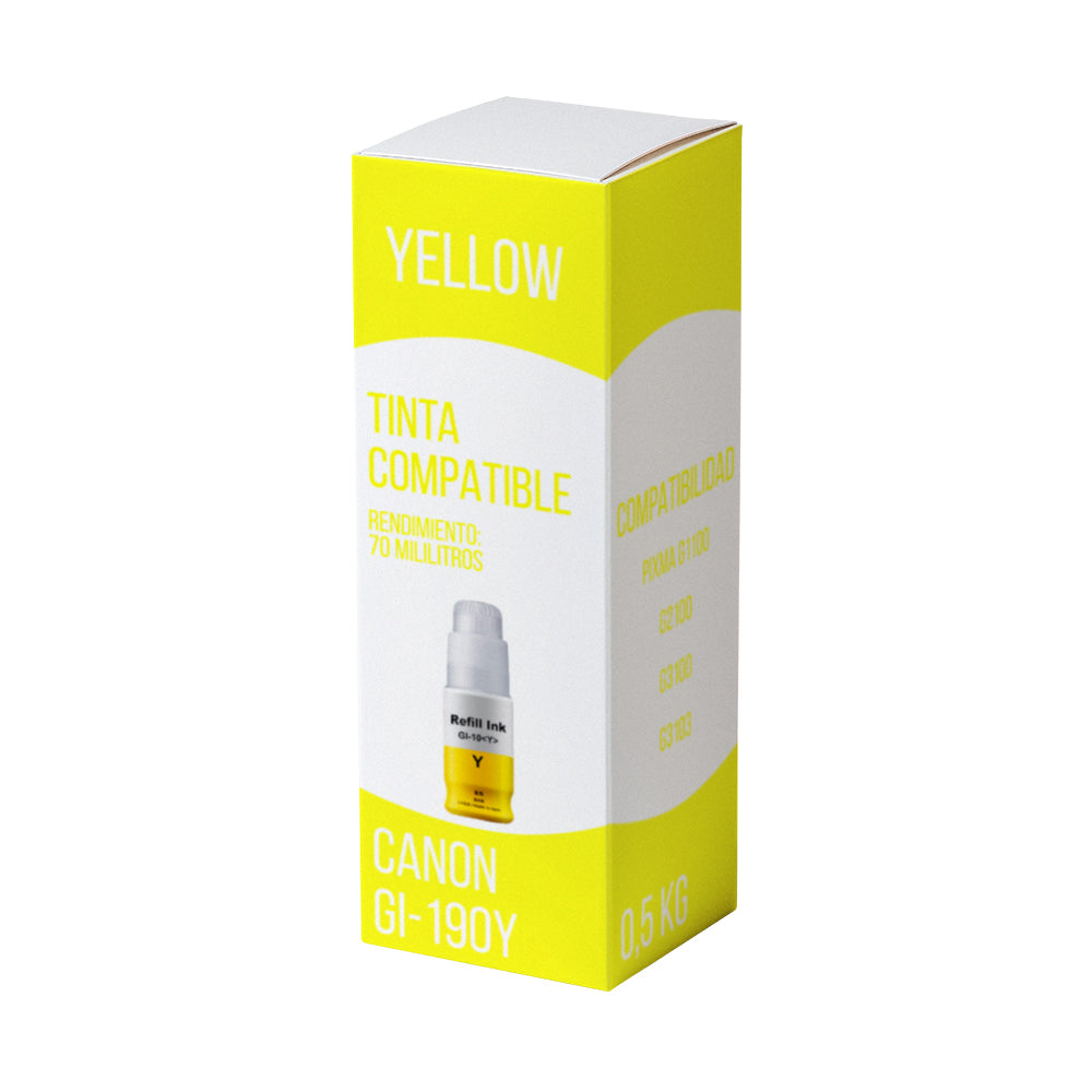 Tinta Canon GI-190Y Yellow 70ml G1100, G2100 Compatible