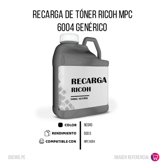 Recarga de Toner Ricoh MPC 6004 Negro 500g Compatible