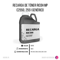 Recarga de Toner Ricoh MP C2550, C2551 Negro 500g Compatible