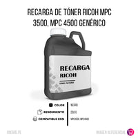 Recarga de Toner Ricoh MPC 3500, MPC 4500 Negro 500g Compatible