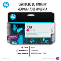 Tinta HP 738 Magenta 498N6A 130ml T850, T950 Original