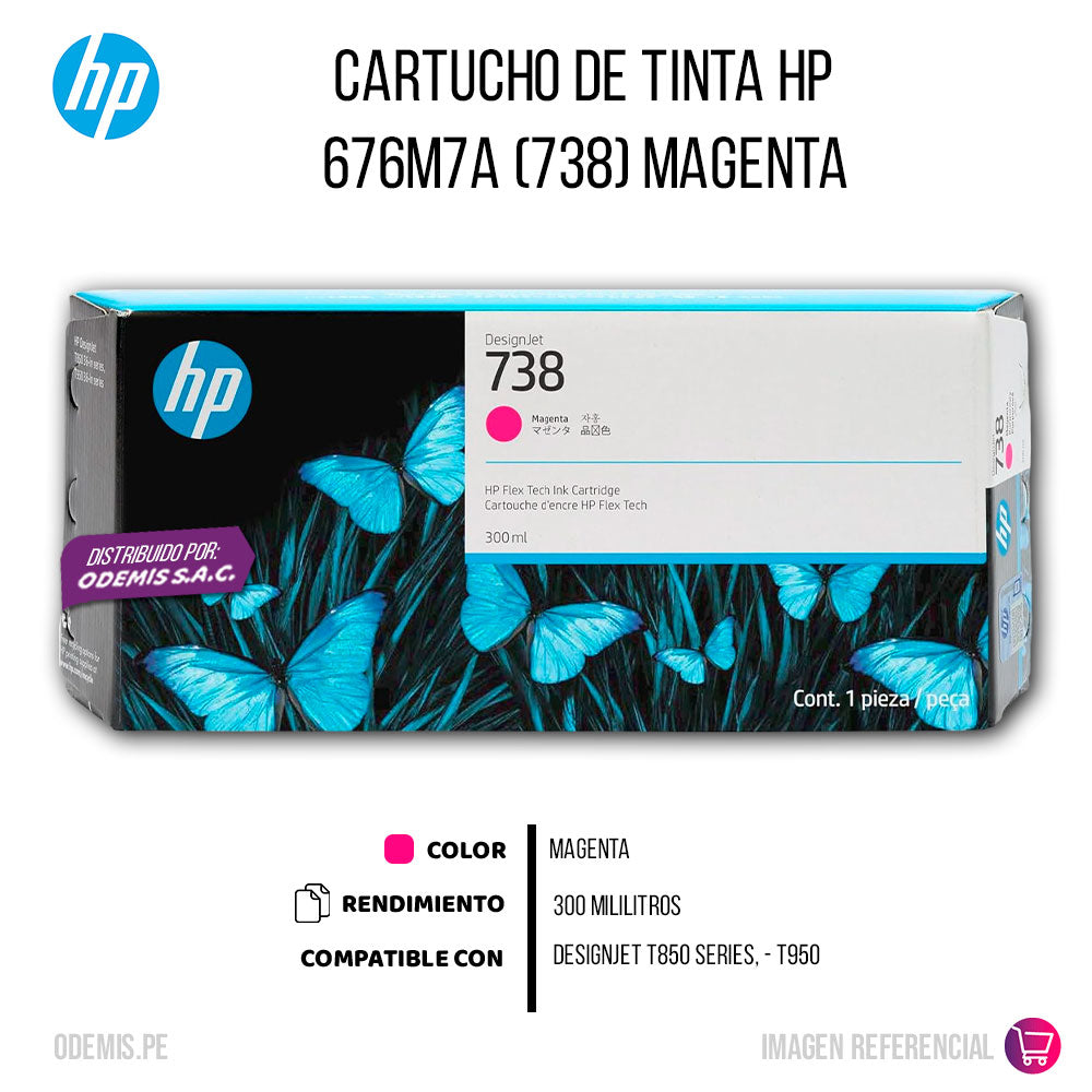 Tinta HP 738 Magenta 676M7A 300ml T850, T950 Original