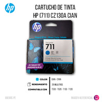Tinta HP 711 Cyan CZ130A 29ml T530. T120 Original