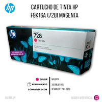 Tinta HP 728A Magenta F9K16A 300ml T830, T730r Original