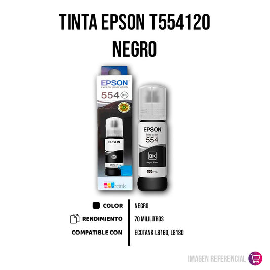 Tinta Epson T554120 Negro 70 ml L8160, L8180 Original