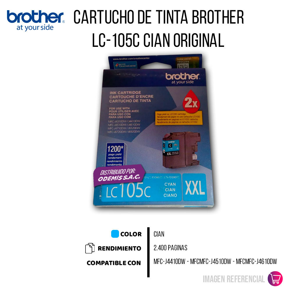 Tinta Brother LC105C Cian 1.2K Pág. MFC-J4510, 4310 Original
