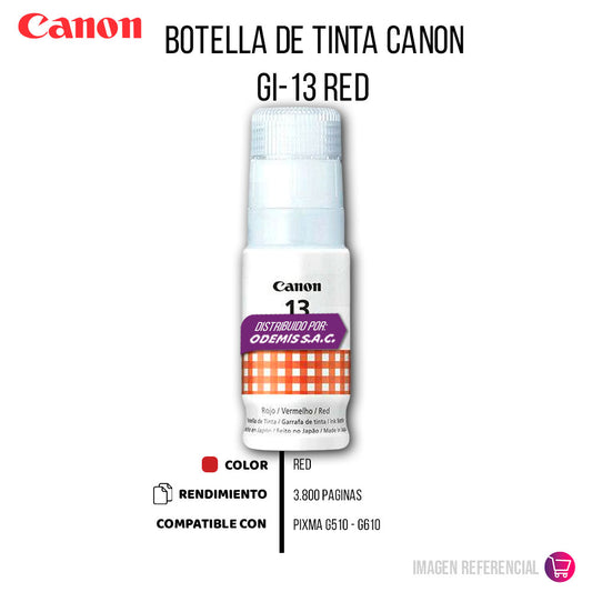 Tinta Canon GI-13R Red 3.8K Pág. 70ml G510, G610 Original