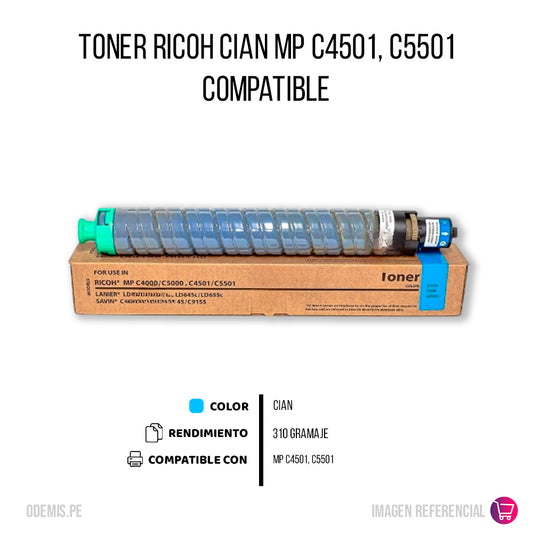 Toner Ricoh MP C4501, C5501 Negro 520g Compatible