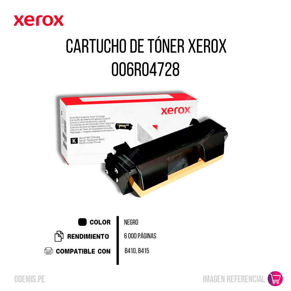 Toner Xerox 006R04728 Negro 6K Pág. B410 B415 Original