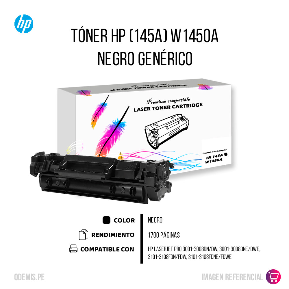 Toner 145A Negro W1450A 1.7k Pág. 3003, 3103 Compatible