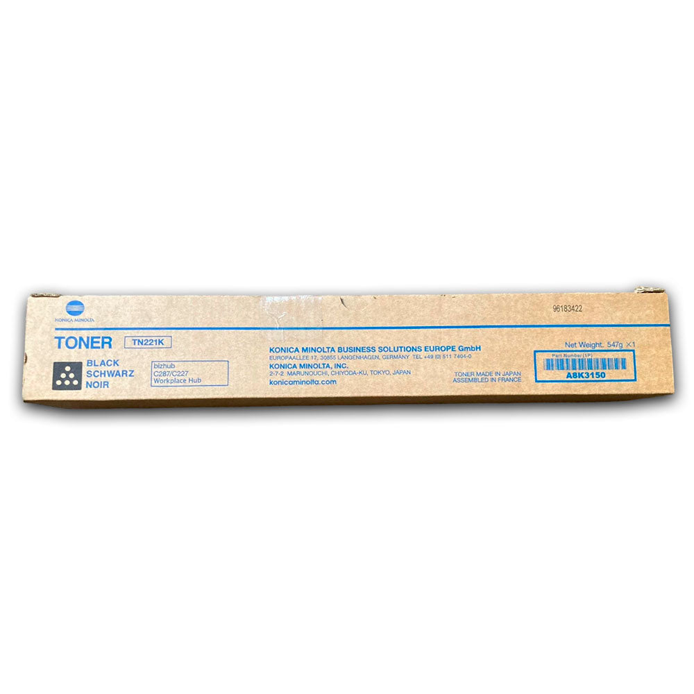 Toner Konica TN-221K Negro A8K3150 24K Pág. C227 Original