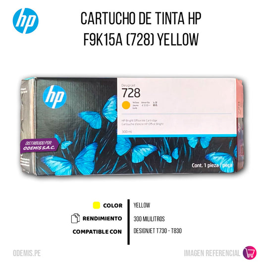 Tinta HP 728A Yellow F9K15A 300ml T730, T830 Original
