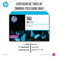 Tinta HP 761 Gris CM996A 400ml T7100, T7200 Original